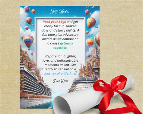 Cruise Reveal Birthday Surprise Letter Vacation Gift Reveal