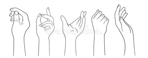 Different Hand Gestures Vector Line Set Hands Expressions Icons Stock Vector Illustration Of