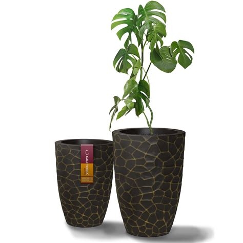 Vaso de Planta Flor Decorativo Craquelê Prime Escorrega o Preço