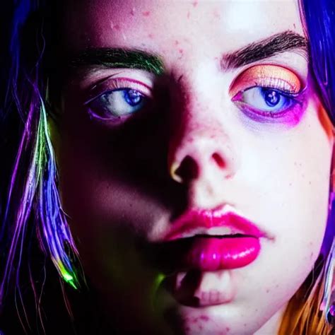 Billie Eilish Girl In The Street Explosion Of Neon Stable Diffusion