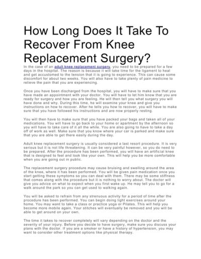 How Long Does It Take To Recover From Knee Replacement Surgery