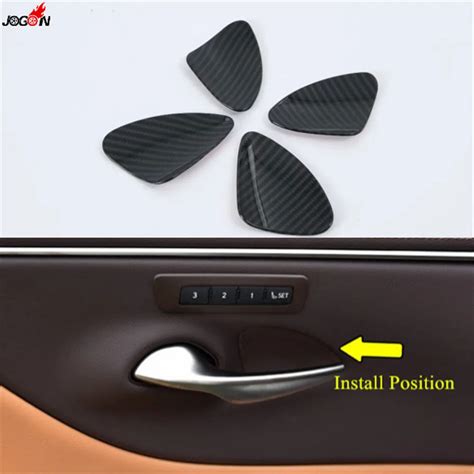 4pcs Carbon Fiber Look Car Interior Side Door Handle Bowl Cover Sticker