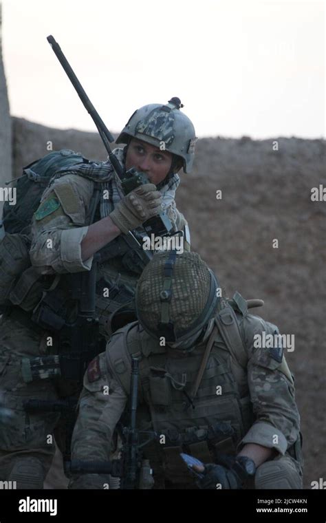 British Royal Marine Commandos Radio In Their Position To Their Command