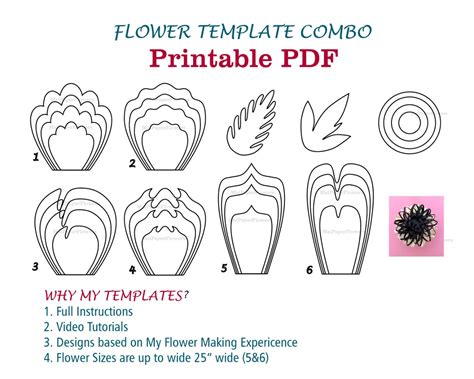 Digital Paper Flower Template Pdf Paper Flower Bundles Giant Paper