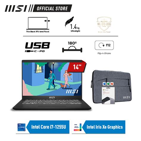 Jual Msi Modern C Mo I U Iris Xe Graphics Gb Gb Fhd