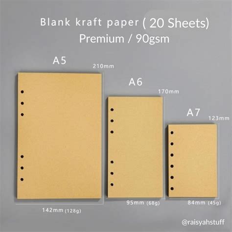 Jual Kertas Binder A5 A6 A7 6 Lubang Kraft Paper Premium Loose