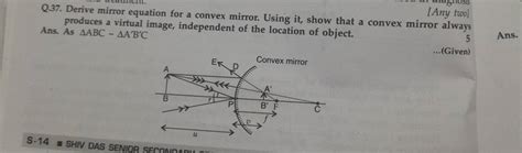 Q Derive Mirror Equation For A Convex Mirror Using It Show That A C