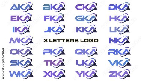 3 Letters Modern Swoosh Logo AKA BKA CKA DKA EKA FKA GKA HKA