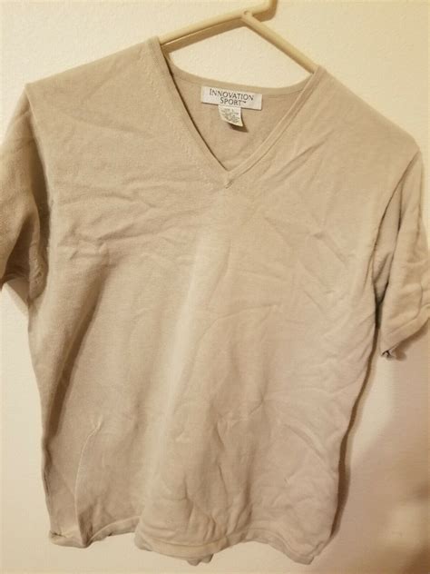 Inovation Sport Womens Size L Tan Knit T Shirt Short Sleeve 26 L 23