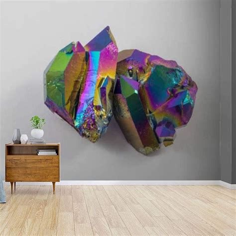 Beautiful Rainbow Titanium Aura Quartz Crystal Black Rose Stock Canvas