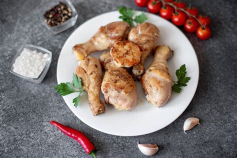 Muslos De Pollo A La Parrilla Con Especias Sobre Un Fondo De Piedra