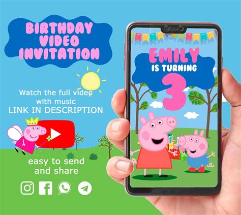 Peppa Pig Invitation Peppa Pig Birthday Invitation Peppa Pig - Etsy