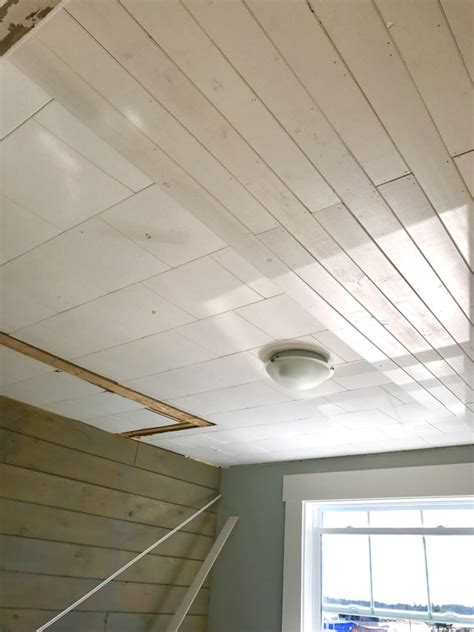 How To Affordably Cover Acoustic Tile Ceiling - Front Porch Mercantile