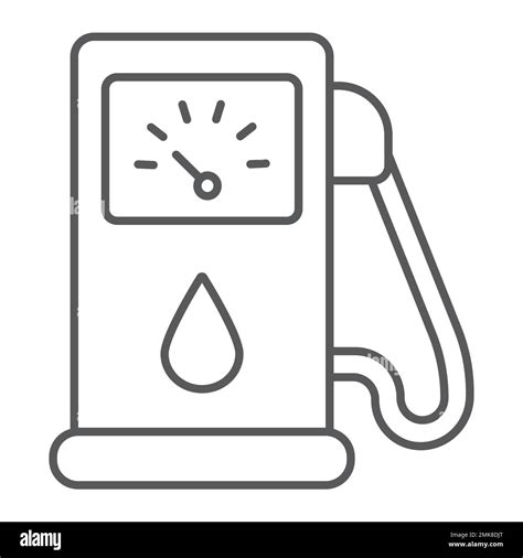 Petrol Thin Line Icon Fuel And Gasoline Gas Pump Sign Vector