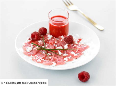 Carpaccio De Thon Rouge Et Coulis De Framboises Recette Sur Cuisine