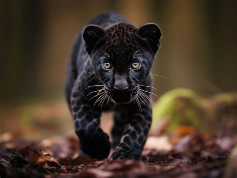 Premium AI Image | Closeup of a cute black panther cub