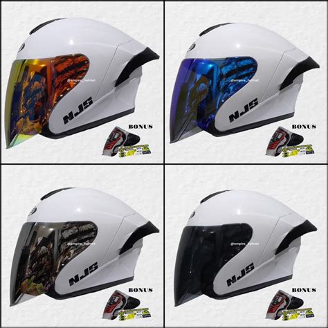 Jual Helm Half Face Njs Kairoz White Paket Ganteng Sni Original