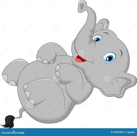 Cute Elephant Cartoon Lying On The Floor Stock Vector Illustration Of