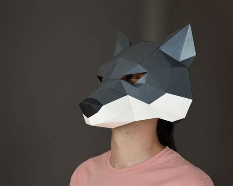 Papercraft Wolf Mask Papercraft Pdf Pattern For A Masquerade Etsy