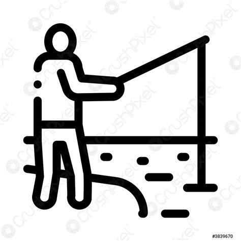 Fisherman Fishing Icon Vector Outline Illustration Stock Vector