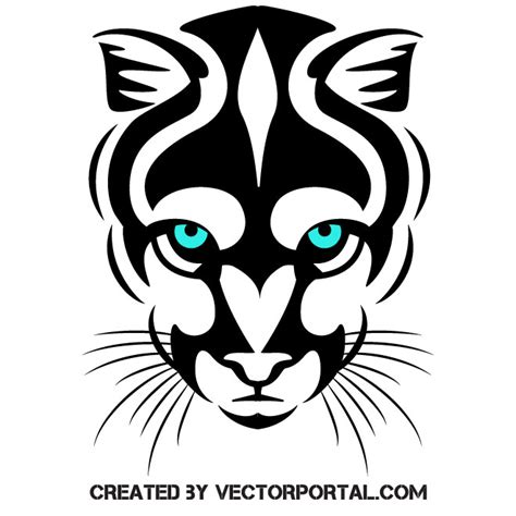 Puma head stencil art.ai Royalty Free Stock SVG Vector and Clip Art