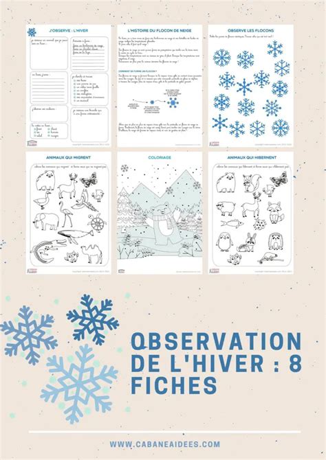 J observe l hiver fiches pdf pour étudier cette saison Ecole