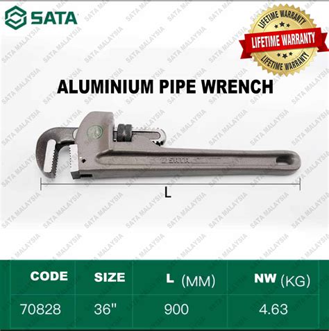 Sata Aluminium Pipe Wrench 36 To 48 Strong Jaw Pipe Wrench Pipe