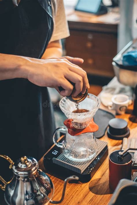 Barista Making Drip Coffee In Coffee Shop Barista Cafe Making Coffee