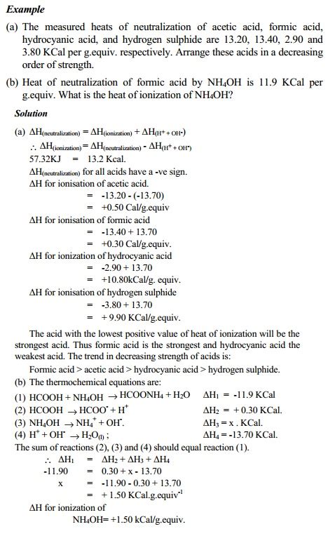 Enthalpy Of Neutralisation