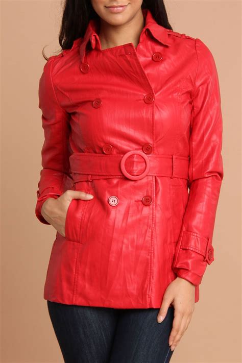 Flying Tomato Faux Leather Trench Coat In Red Want Leather Trench Coat My Style Red