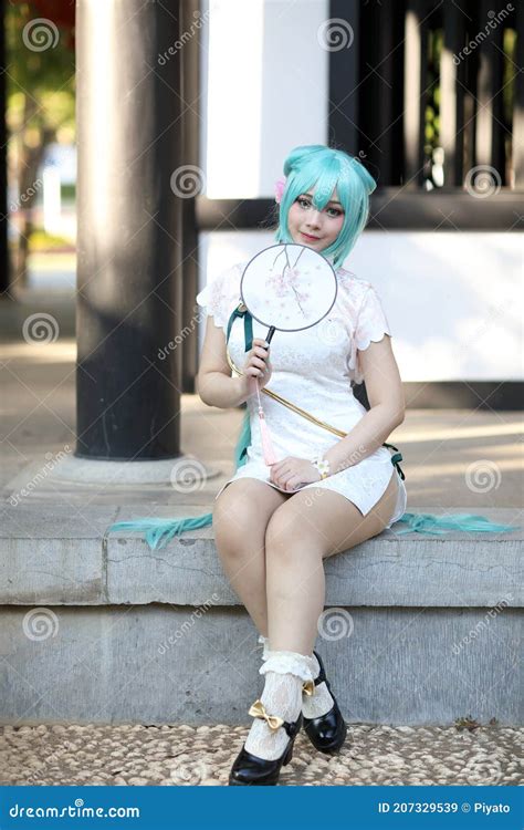 Japan Anime Cosplay Portrait Of A Girl With Chinese Dress Costume In