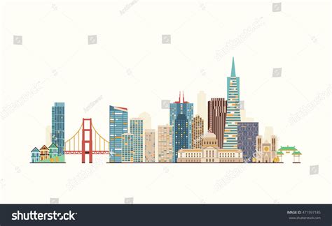 San Francisco Skyline Stock Vector (Royalty Free) 471597185 | Shutterstock