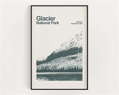 Glacier National Park Poster Minimalist Wall Art National Park Prints ...