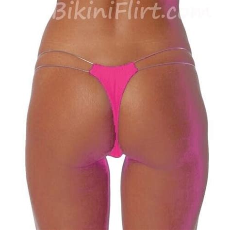 Sexy Pink Extra Tiny Micro Mini Thong Bikini Bottom Skimpy Barely