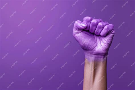 Premium Photo Raised Purple Fist Of A Woman For International Womens