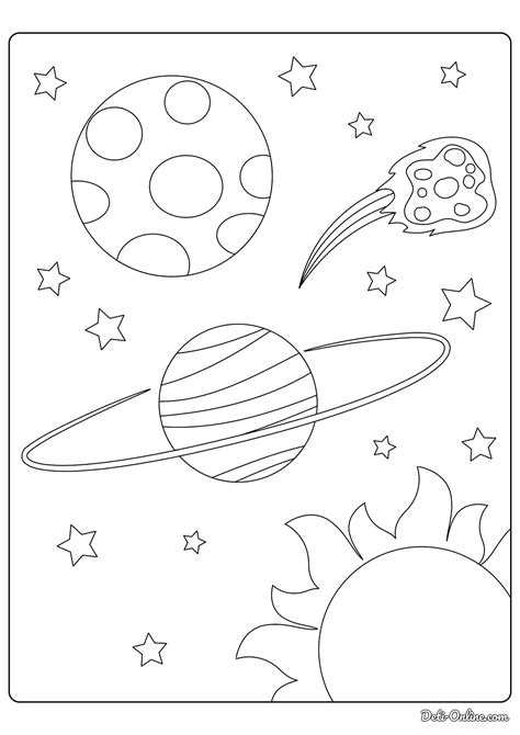Раскраска Космическое пространство распечатать или скачать