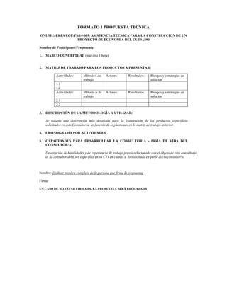 Convocatoria Asistencia Tecnica Economia Del Cuidado Pdf