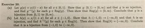 Solved Exercise 20. Let g(x-x/(1-x) for all x E [0, 1) . | Chegg.com 