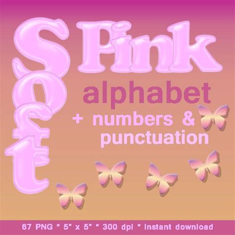 Pink Digital Alphabet Clipart Printable Pastel Font With Capital And Small Letters Numbers And