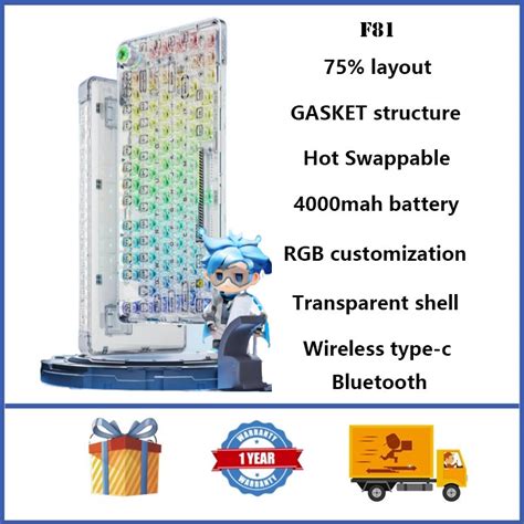 Aula F Wireless Mechanical Keyboard Gasket Structure Hot Swappable Rgb Custom Transparent