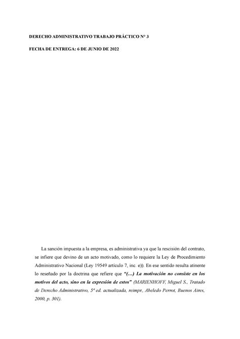 TP 3 Administrativo TP 3 DERECHO ADMINISTRATIVO TRABAJO PRÁCTICO N