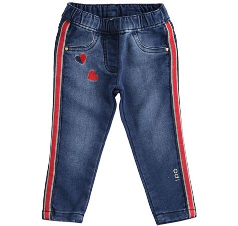 Pantalone In Morbido Denim Stretch Tutto Elastico Per Bambina Da Mesi