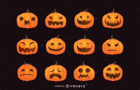 Funny Pumpkin Face Pack Vector Download