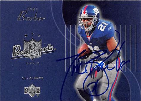 Tiki Barber Autographed Football Card New York Giants Upper Deck