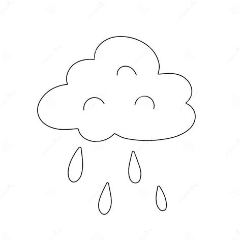 Doodle Cloud With Rain Drops Isolated Vector Clip Art Cute Hand Drawn