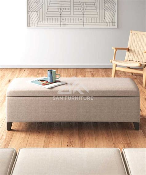 Linen Upholstered Storage Bench Sanfurniture Ae