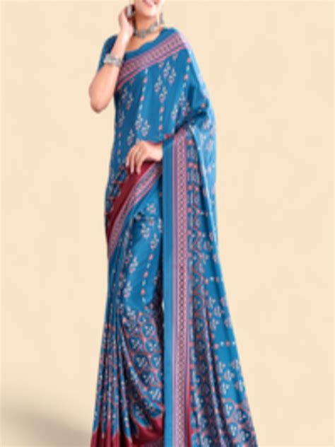 Buy Kasak Ethnic Motifs Printed Poly Crepe Saree Sarees For Women