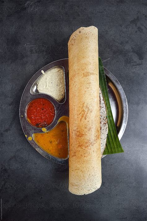 Indian Dosa On A Platter With Sambar Chutnies By Carli Teteris Hd Phone