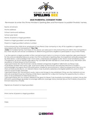 Fillable Online Bci Spelling Bee Permission Form Fax Email Print