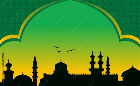 wallpaper background Islamic with green color, mosque wallpaper ...